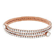 Twisty Drop Bangle, White, Rose Gold Plating